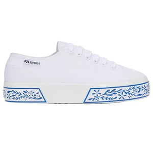 Superga Womens/Ladies 3740 Leggera Ceramic Print Platform Trainers (White/Blue)