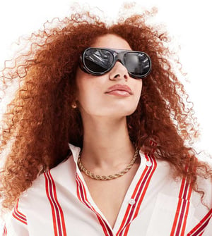 AIRE X ASOS – Mörka, tortillafärgade pilotsolglasögon med gröna linser