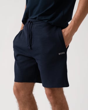 with Embroidered Logo Pyjama Shorts in Dark Blue