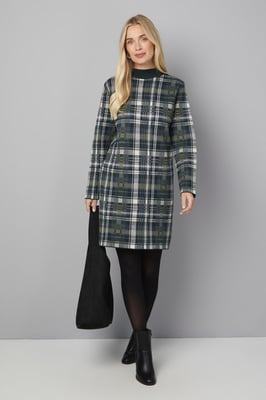 Petite Zip Neck Tartan Knitted Dress