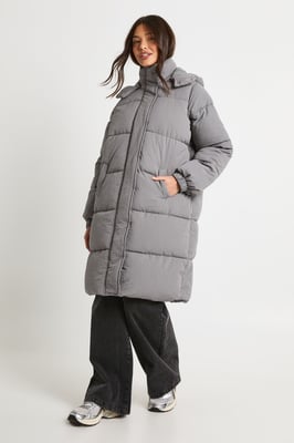 Textured Hooded Maxi Puffer