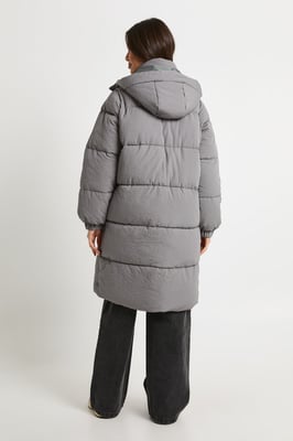 Textured Hooded Maxi Puffer