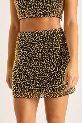 Stud Embellished Mini Skirt