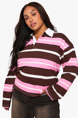 Plus Wide Stripe Rugby Shirt