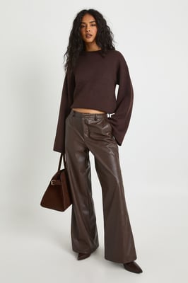 Faux Leather Wide Leg Trouser