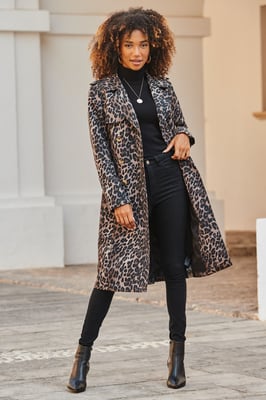 Leopard Print Trench Coat