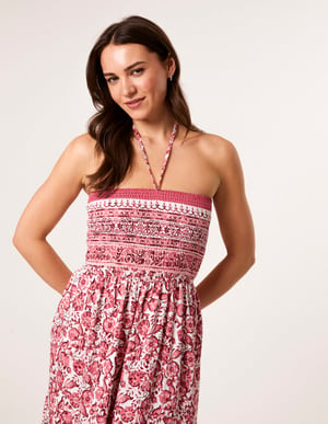 Shirred Bust Bandeau Dress