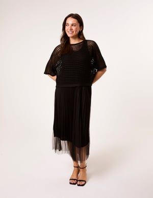 Crochet Top Pleat Dress