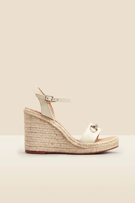 Carina Ivory Leather Snaffle Trim Wedge Espadrille