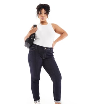 Lee Plus – Scarlett – Indigofärgade skinny jeans med hög midja