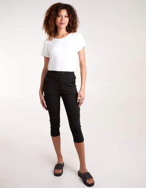 Seam Detail Crop Trousers With Cargo Pocket