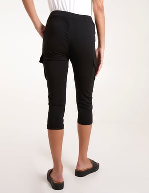 Seam Detail Crop Trousers With Cargo Pocket