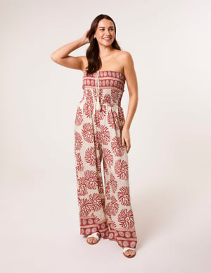 Strapless Elasticated Printed Jumpsuit