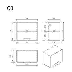 Wasophoogte Keukenkast – module o3 – perle taupe