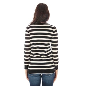 Gestreepte V-hals Merino Wol Trui