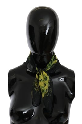 Floral Silk Scarf Yellow Polka Dots