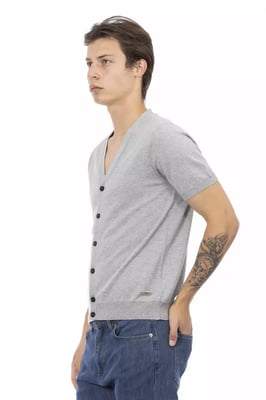 Kortärmad V-ringad stickad cardigan