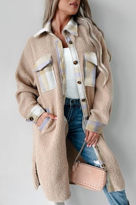 Sherpa Fleece Plaid Jacket