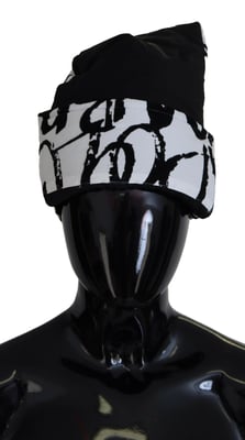 Abstract Print Beanie Zwartwit