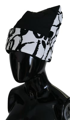 Abstract Print Beanie Zwartwit