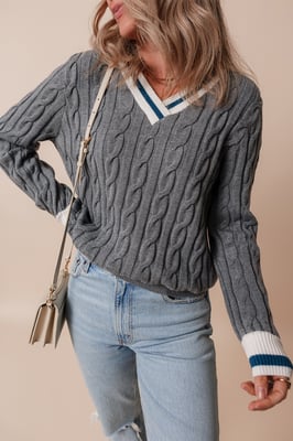 Cable Knit Vneck Sweater
