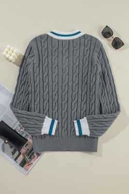 Cable Knit Vneck Sweater