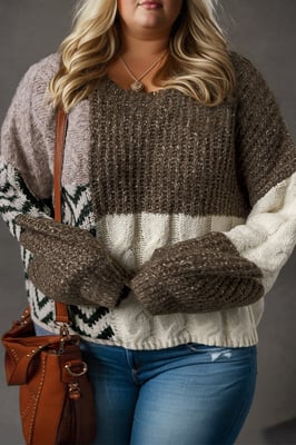 Color Block Vneck Sweater