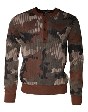 Kamouflage Stickad Henley Tröja