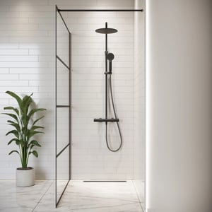 Badplaats Douchewand essos 120 x 200 cm zwart – inloopdouche 8 mm transparant