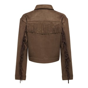 Only Lva ls faux suede frill jacket cognac