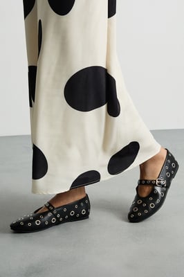 Faith: Freya Faux Leather Eyelet Mary Jane Ballerinas
