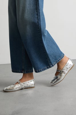 Faith: Freya Faux Leather Eyelet Mary Jane Ballerinas