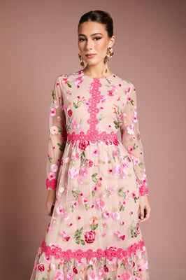 Embroidered Floral Maxi Dress