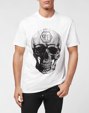 T-shirt med rund hals och dödskalle