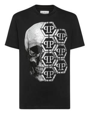 T-shirt med rund hals och sexkant