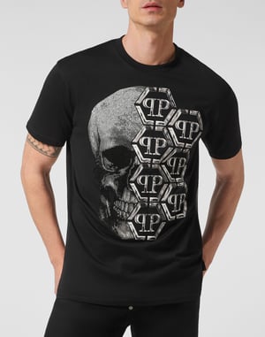 T-shirt med rund hals och sexkant
