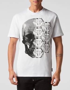 T-shirt med rund hals och dödskalle