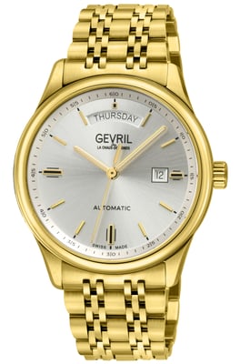 Excelsior Swiss Automatic Movement, Sellita SW240, 42 MM, Day Date, White Dial, 316L Stainless Steel IPYG Bracelet Watch.