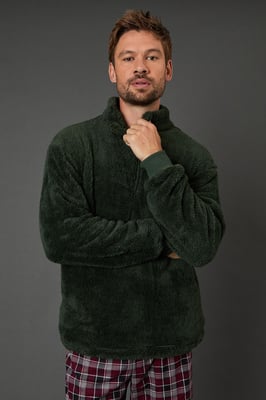 Green Sherpa Half Zip Top