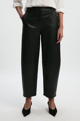 Faux Leather Barrel Leg Trouser