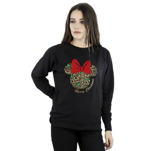 Disney Dames/Dames Minnie Mouse Luipaard Kerst Sweatshirt (Zwart)