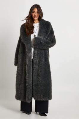 Premium Collard Fur Maxi Coat