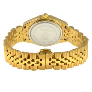 Swiss Quartz Diamond Naples Red Dial Yellow Gold Watch