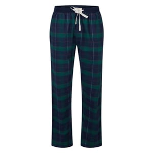Happy Shorts Heren pyjama broek lang donkerblauw/groen geruit flanel
