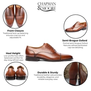 Chapman & Moore Herr Bruna Enfärgade Läder Brogue Oxfordskor med Cap Toe