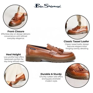 Ben Sherman Heren Bruine Leren Loafers met Kwastjes - Dudley