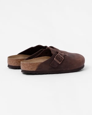 Boston Oiled Nubuck Leather Unisex Clogs - Habana Clogs in Dark Brown