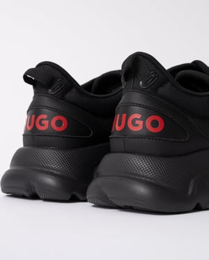 Leon Logo-counter trainers with canvas-effect fabric trainers in Black