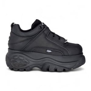 Buffalo Dames Zwarte Leren Chunky Platform Fashion Sneakers - 1339-14-2.0