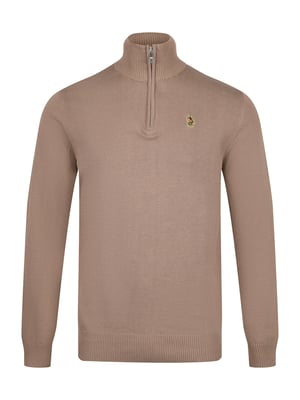 Luke 1977 Men's Pretender Funnel Neck Knitted Jumper in Brown